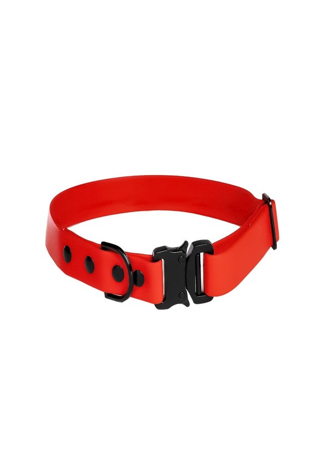 ADIL'S Biothane Dog Collar Rubber 1-Inch Width, Waterproof & Heavy-Duty with Quick Release Buckle, Adjustable Collar with D-Ring for Leashes for Small, Medium & Large Dogs (RED, L(20''-24'')) - Image 1